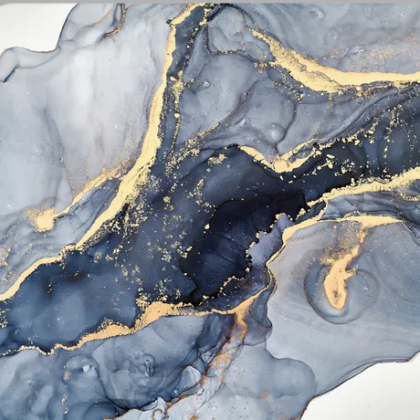 Fire and Smoke backdrop: navy and grey ink marbling with gold veining