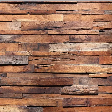 Staggered Wood backdrop: warm reclaimed timber planks