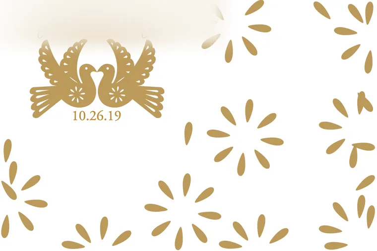 A 4x6 photo booth print template design: an autumn wedding, with the client's own name softened for privacy
