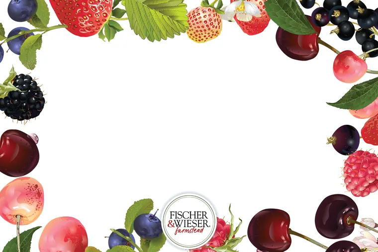 A 4x6 photo booth print template design for Fischer & Wieser Farmstead