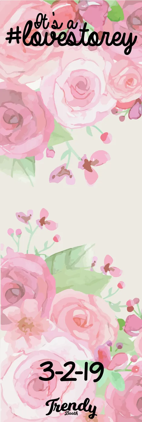 A 2x6 photo booth print template design: a garden wedding, with the client's own name softened for privacy